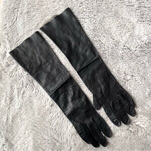Black Leather Long Opera Gloves Black Very Soft feel